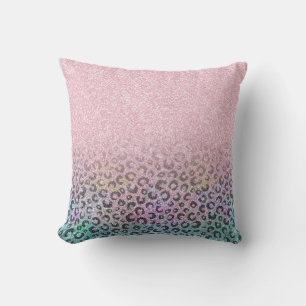 Elegant Rose Gold Leopard Print White Pattern Cushion