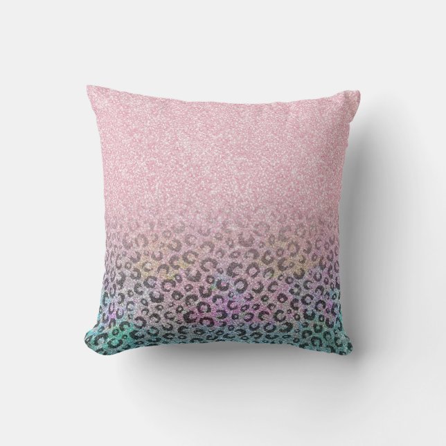 Elegant Rose Gold Leopard Print White Pattern Cushion (Front)