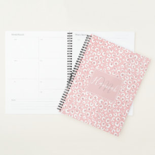 Elegant Rose Gold Leopard Print White Pattern Planner