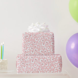 Elegant Rose Gold Leopard Print White Pattern Wrapping Paper