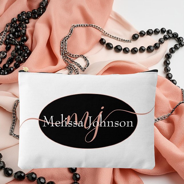 Elegant Rose Gold lettering on Black    Accessory Pouch (Creator Uploaded)