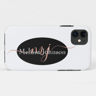 Elegant Rose Gold lettering on Black    iPhone 11 Case
