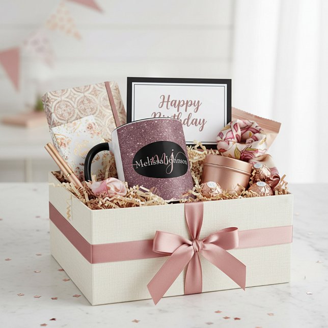 Elegant Rose Gold lettering on Black & glitter Mug (Creator Uploaded)