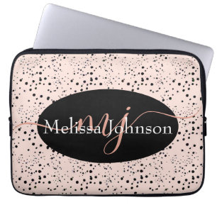 Elegant Rose Gold lettering on Black Laptop Sle Sleeve