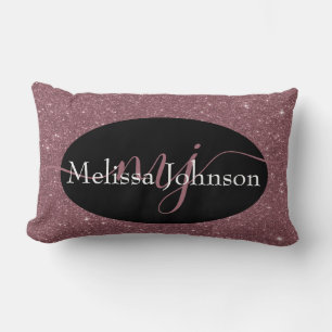Elegant Rose Gold lettering on Black Lumbar Pil Cushion