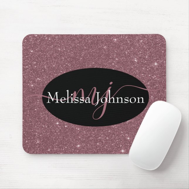 Elegant Rose Gold lettering on Black    Mouse Pad (With Mouse)