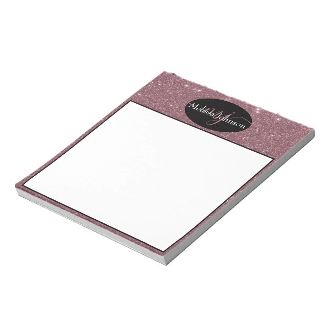 Elegant Rose Gold lettering on Black    Notepad (Rotated)