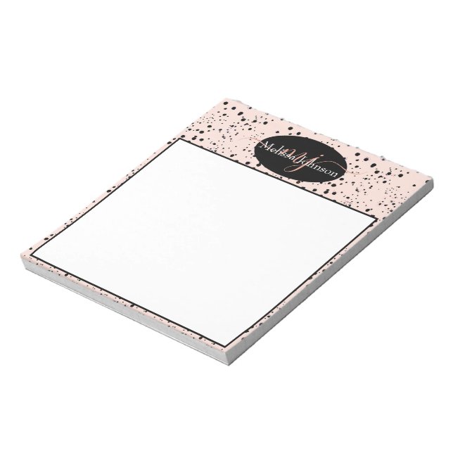 Elegant Rose Gold lettering on Black    Notepad (Rotated)