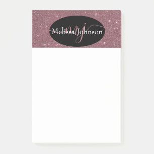 Elegant Rose Gold lettering on Black    Post-it No Notes