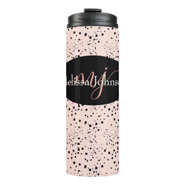 Elegant Rose Gold lettering on Black    Thermal Tu Thermal Tumbler (Front)
