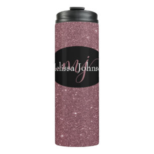 Elegant Rose Gold lettering on Black    Thermal Tu Tumbler