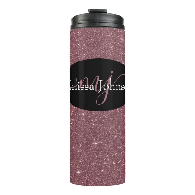 Elegant Rose Gold lettering on Black    Thermal Tu Tumbler (Front)