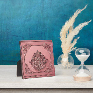 Elegant Rose Gold Lotus Mandala Bohemian AI art Plaque
