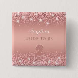 Elegant Rose Gold Luxe Shimmer Bridal Shower 15 Cm Square Badge