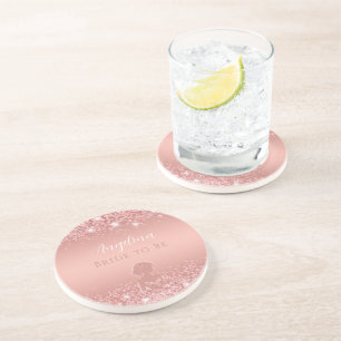 Elegant Rose Gold Luxe Shimmer Bridal Shower Coaster