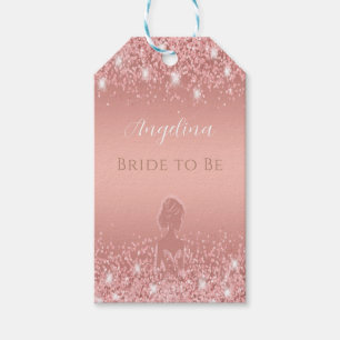 Elegant Rose Gold Luxe Shimmer Bridal Shower Gift Tags