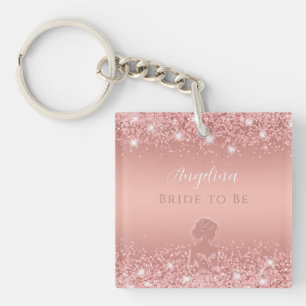 Elegant Rose Gold Luxe Shimmer Bridal Shower  Key Ring