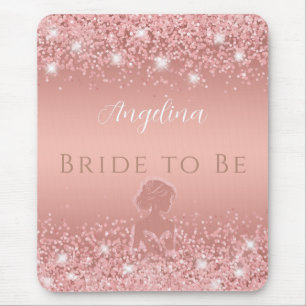 Elegant Rose Gold Luxe Shimmer Bridal Shower Mouse Pad