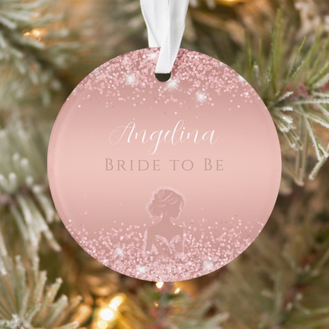 Elegant Rose Gold Luxe Shimmer Bridal Shower Ornament (Tree)