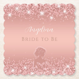 Elegant Rose Gold Luxe Shimmer Bridal Shower Paper Coaster