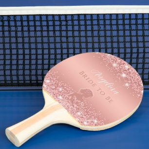 Elegant Rose Gold Luxe Shimmer Bridal Shower Ping Pong Paddle