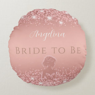 Elegant Rose Gold Luxe Shimmer Bridal Shower Round Cushion
