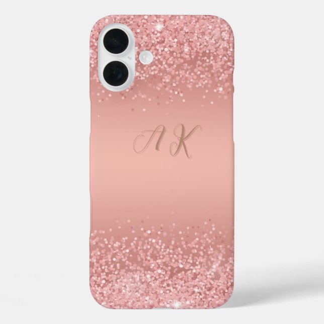 Elegant Rose Gold Luxe Shimmer Monogram  Case-Mate iPhone Case (Back)