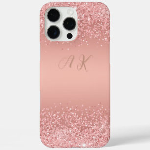 Elegant Rose Gold Luxe Shimmer Monogram  iPhone 16 Pro Max Case