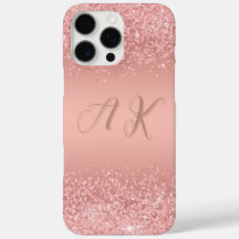 Elegant Rose Gold Luxe Shimmer Monogram 