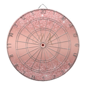 Elegant Rose Gold Luxe Shimmer Monogram Dartboard