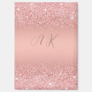 Elegant Rose Gold Luxe Shimmer Monogram Magnet