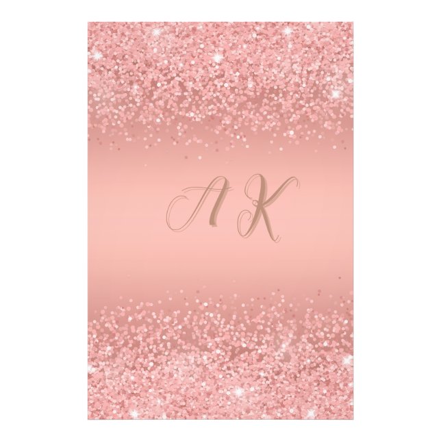 Elegant Rose Gold Luxe Shimmer Monogram Photo Print (Front)