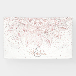 Elegant rose gold mandala confetti design banner
