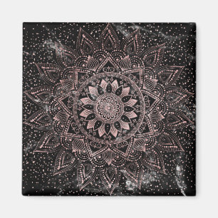 Elegant rose gold mandala dots and marble artwork. magnet