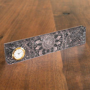 Elegant rose gold mandala dots and marble artwork. nameplate