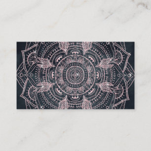 Elegant Rose Gold Mandala Gray Nebula Design Business Card