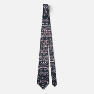 Elegant Rose Gold Mandala Grey Nebula Design Tie