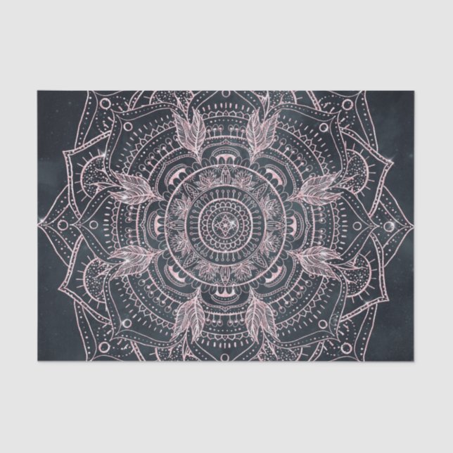 Elegant Rose Gold Mandala Grey Nebula Design Tissue Paper (Front)