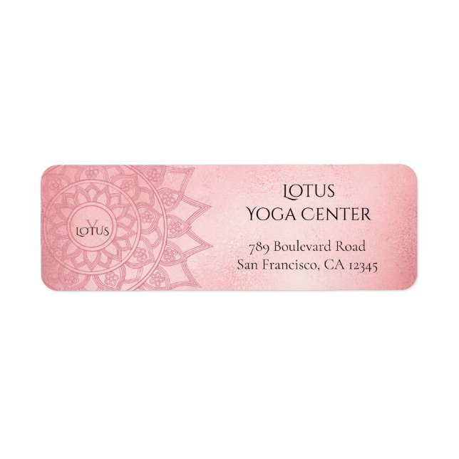 Elegant Rose Gold Mandala Monogram Return Address Label (Front)