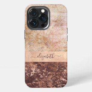 Elegant Rose Gold Marble Agate Script Case-Mate iP iPhone 13 Pro Case