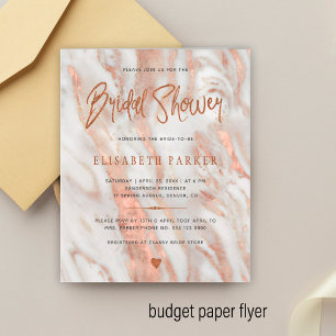 Elegant rose gold marble bridal shower invitation flyer