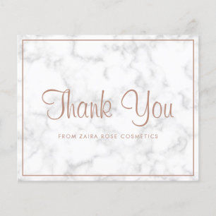 Elegant Rose Gold Marble Budget Thank You Card