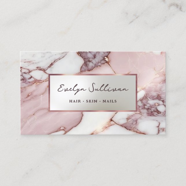 elegant rose gold marble business card (Front)