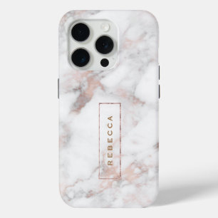 Elegant rose-gold marble iPhone 15 pro case