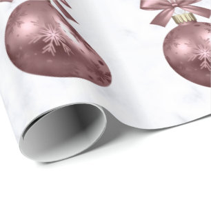 Elegant Rose Gold & Marble Christmas Ornaments Wrapping Paper