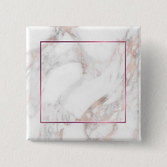 Elegant Rose Gold Marble Custom Blank Template 15 Cm Square Badge (Front)