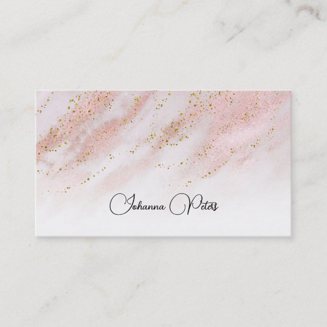 elegant rose gold marble FAUX glitter Business Car Business Card (Front)