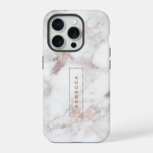 Elegant rose-gold marble iPhone 15 pro case