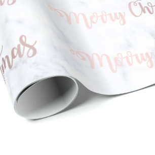 Elegant Rose Gold & Marble Merry Christmas Pattern Wrapping Paper