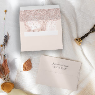 Elegant Rose Gold Marble Ombre Glitter Blush Pink Envelope